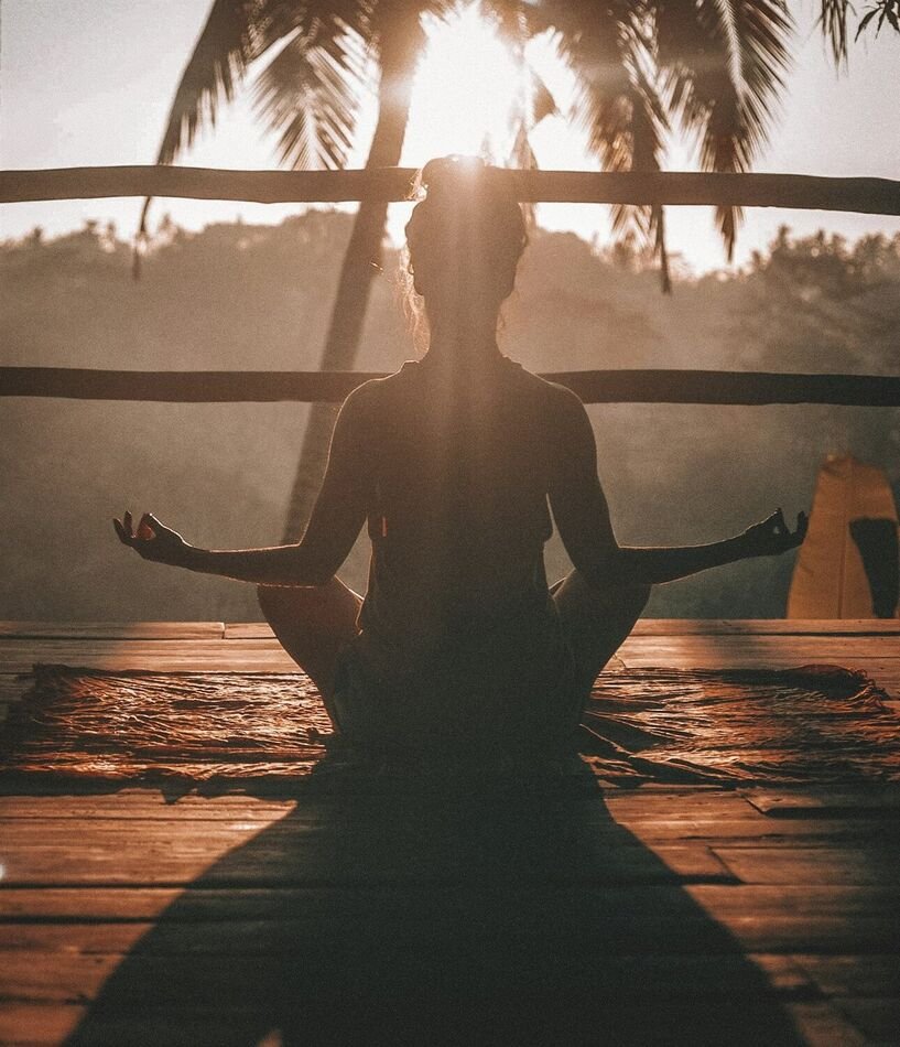 A quiet moment of meditation at sunrise
