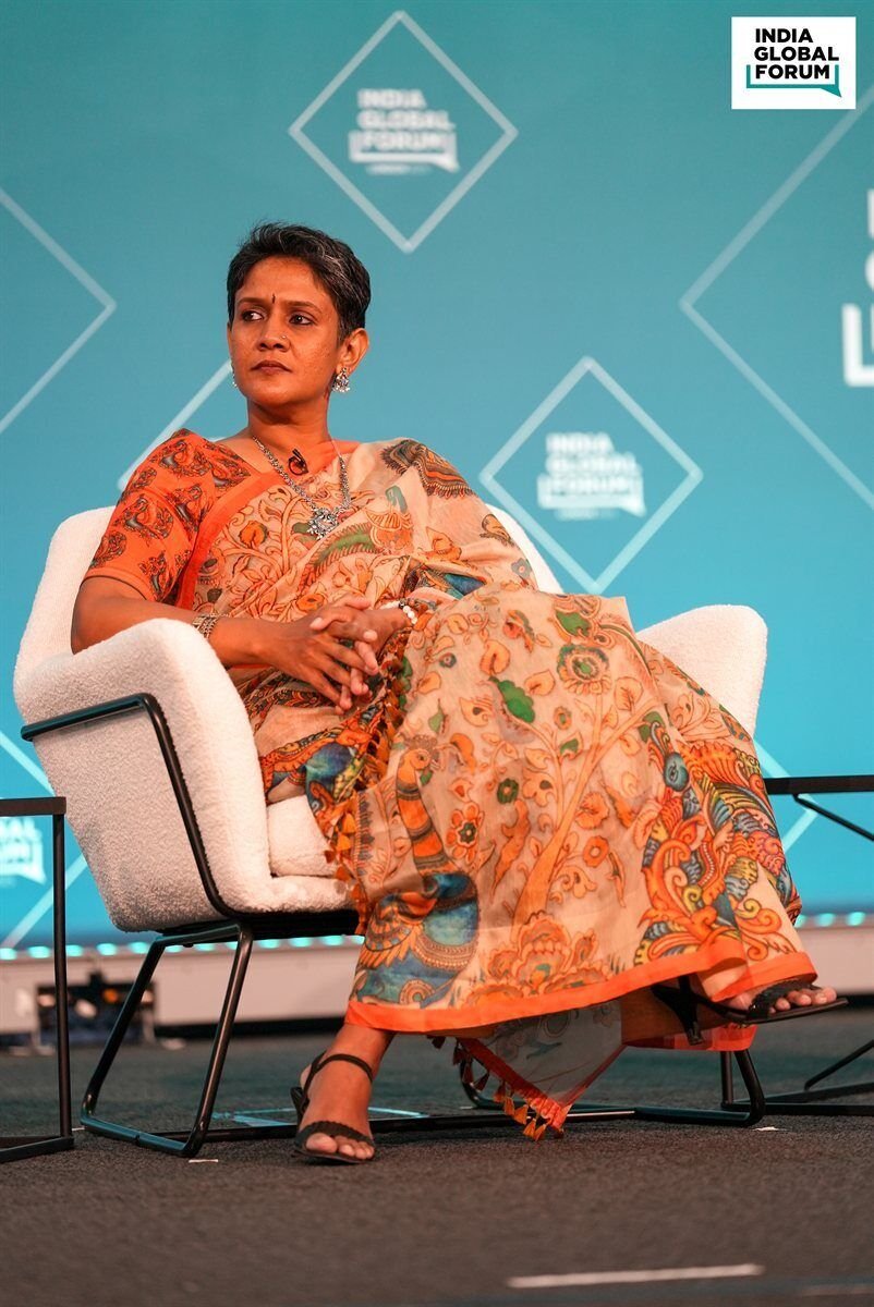 Nitya Neelakantan speaking at a forum